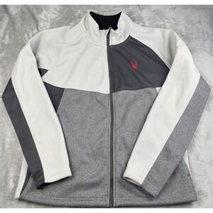 Spyder Full Zip Jacket Men XL Gray Black Performance Athletic Fleece Stretch